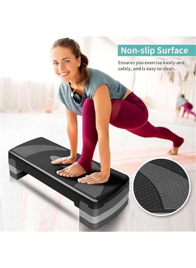 HOOKOR 80CM Aerobic Exercise Workout Step Platform with Adjustable Risers 4''-6''-8 Aerobic Steppers for Exercise Non-slip Home Step Up Exercise Platform  - Image 2