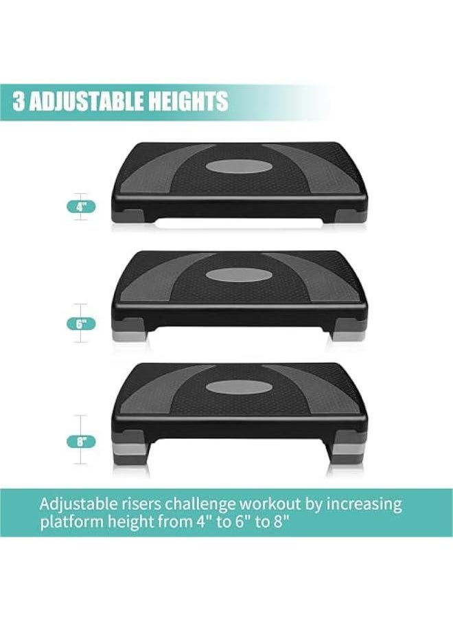 HOOKOR 80CM Aerobic Exercise Workout Step Platform with Adjustable Risers 4''-6''-8 Aerobic Steppers for Exercise Non-slip Home Step Up Exercise Platform  - Image 4
