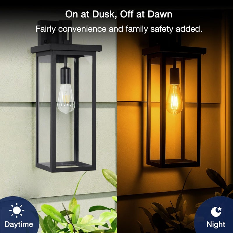 FLSNT Dusk to Dawn Outdoor Sensor ST19 LED Light Bulb, 7W (60W Eqv.), 800LM,Vintage Filament E26 Base, Auto On/Off Photocell Automatic for Energy-Efficient Outdoor Lighting, 2700K Soft White, 2 Pack - Image 2