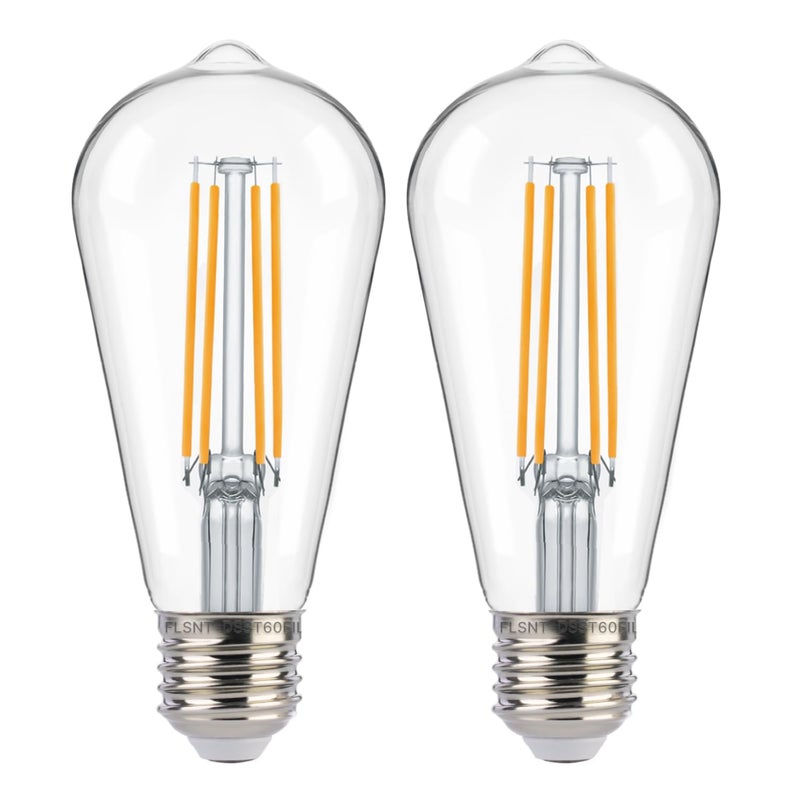 FLSNT Dusk to Dawn Outdoor Sensor ST19 LED Light Bulb, 7W (60W Eqv.), 800LM,Vintage Filament E26 Base, Auto On/Off Photocell Automatic for Energy-Efficient Outdoor Lighting, 2700K Soft White, 2 Pack - Image 1