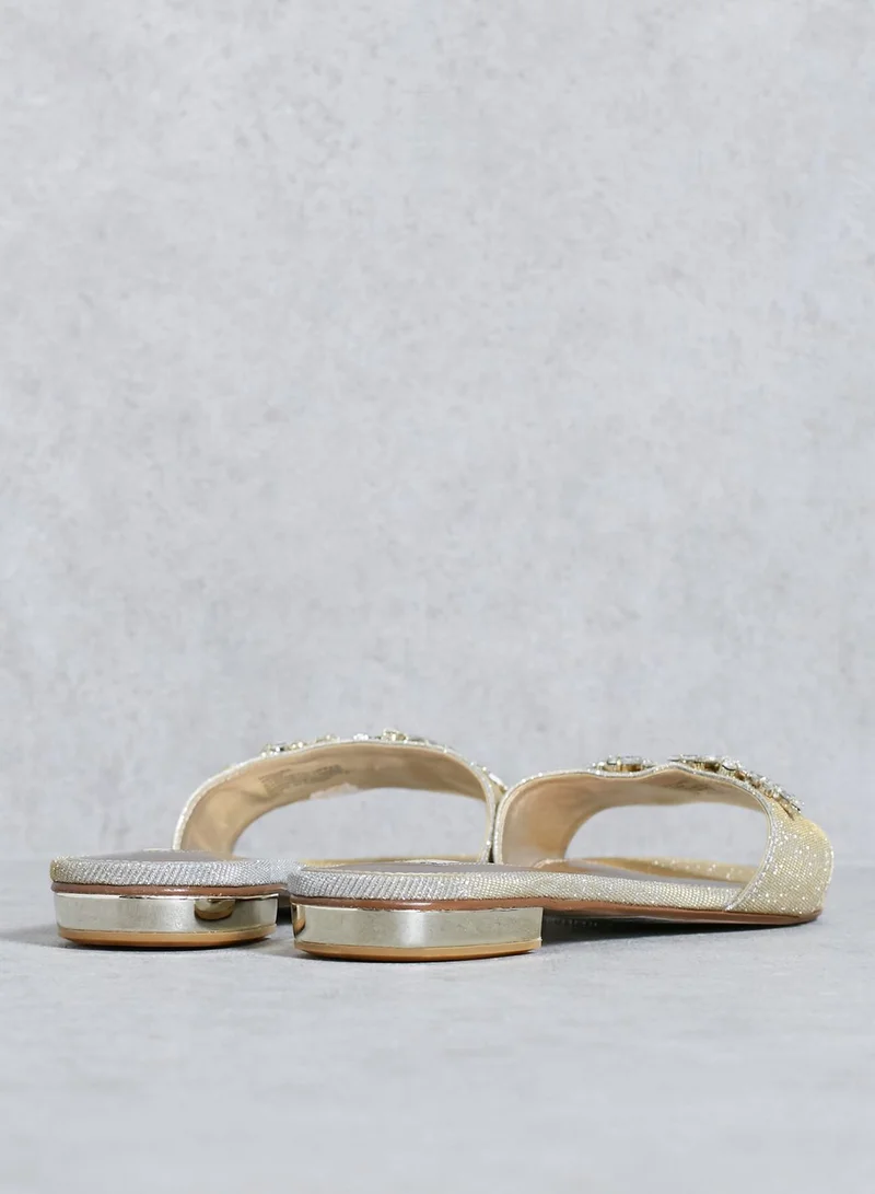 Dune LONDON Backless Shimmer Embellished Sandal