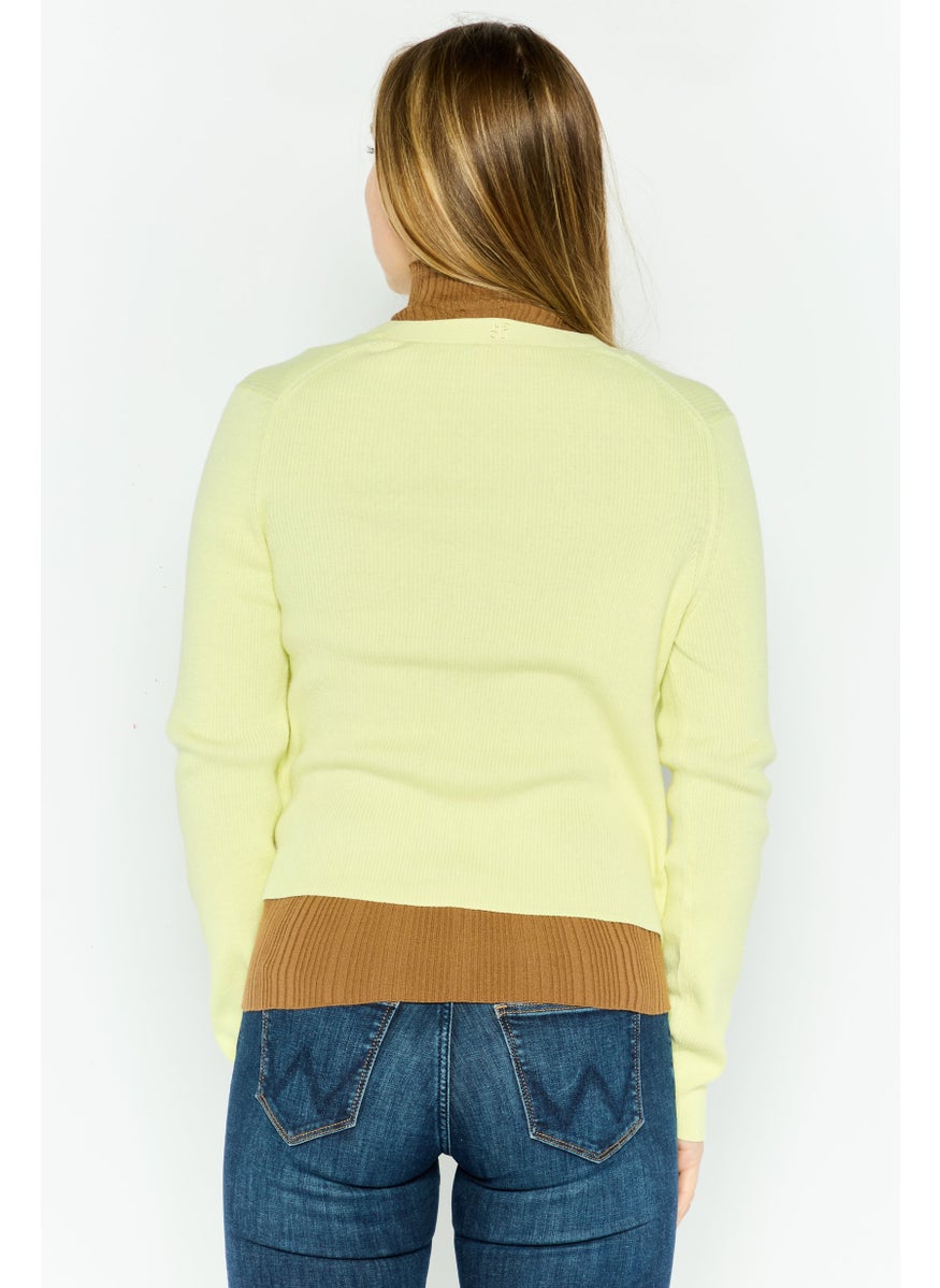 HUGO BOSS Women V-Neck Knitted Long Sleeves Cardigan, Yellow  - Image 4