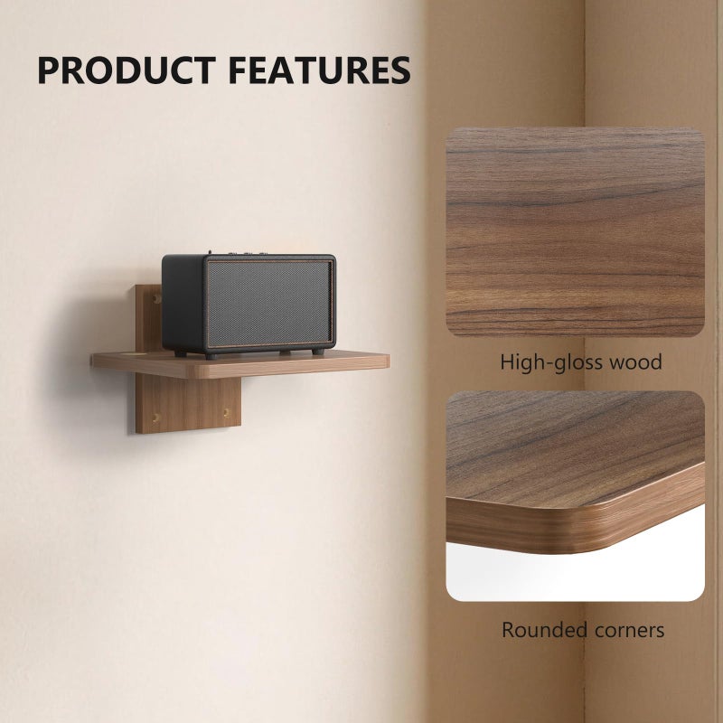 WALI Floating TV Shelf, 1 Tier Projector Shelf for DVD Players, Routers, Game Consoles, Cable Boxes, Living Room Decor Accessories, Wall Mount Shelves Holds Up to 22lbs (CS201N), 1-Shelf, Walnut Brown - Image 2