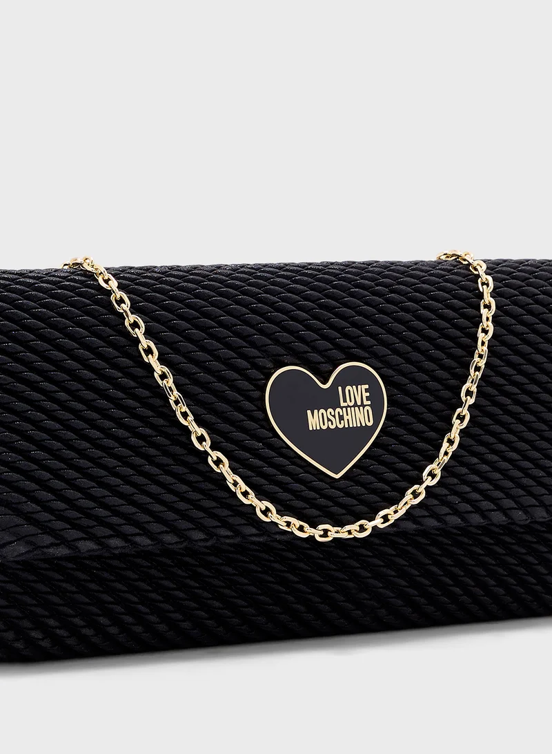 Love Moschino Chain Detailed Flap Over Crossbody