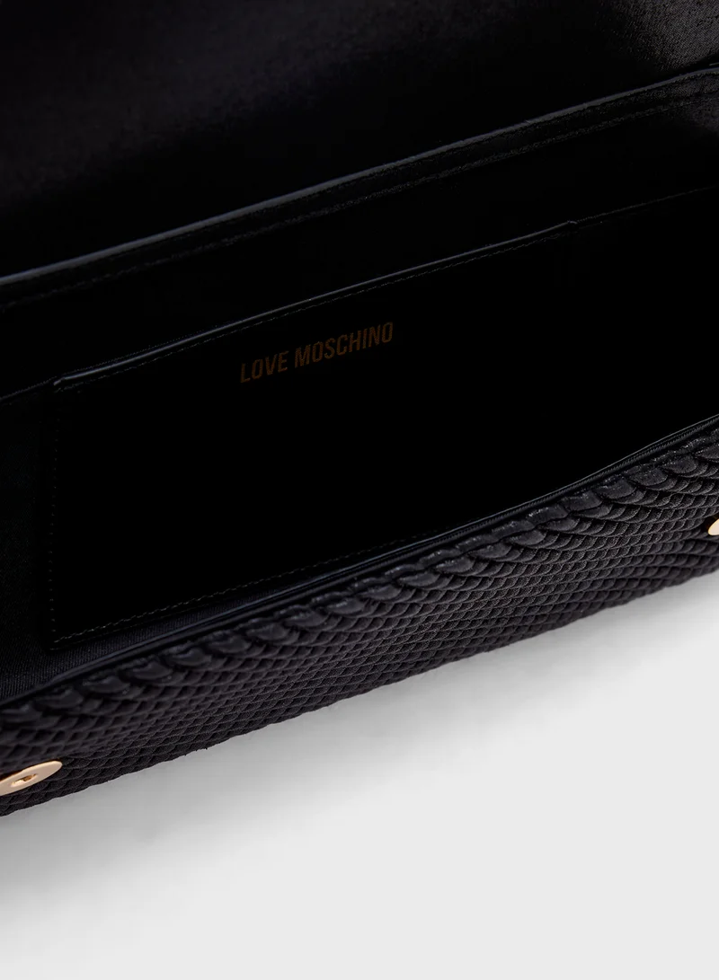 Love Moschino Chain Detailed Flap Over Crossbody