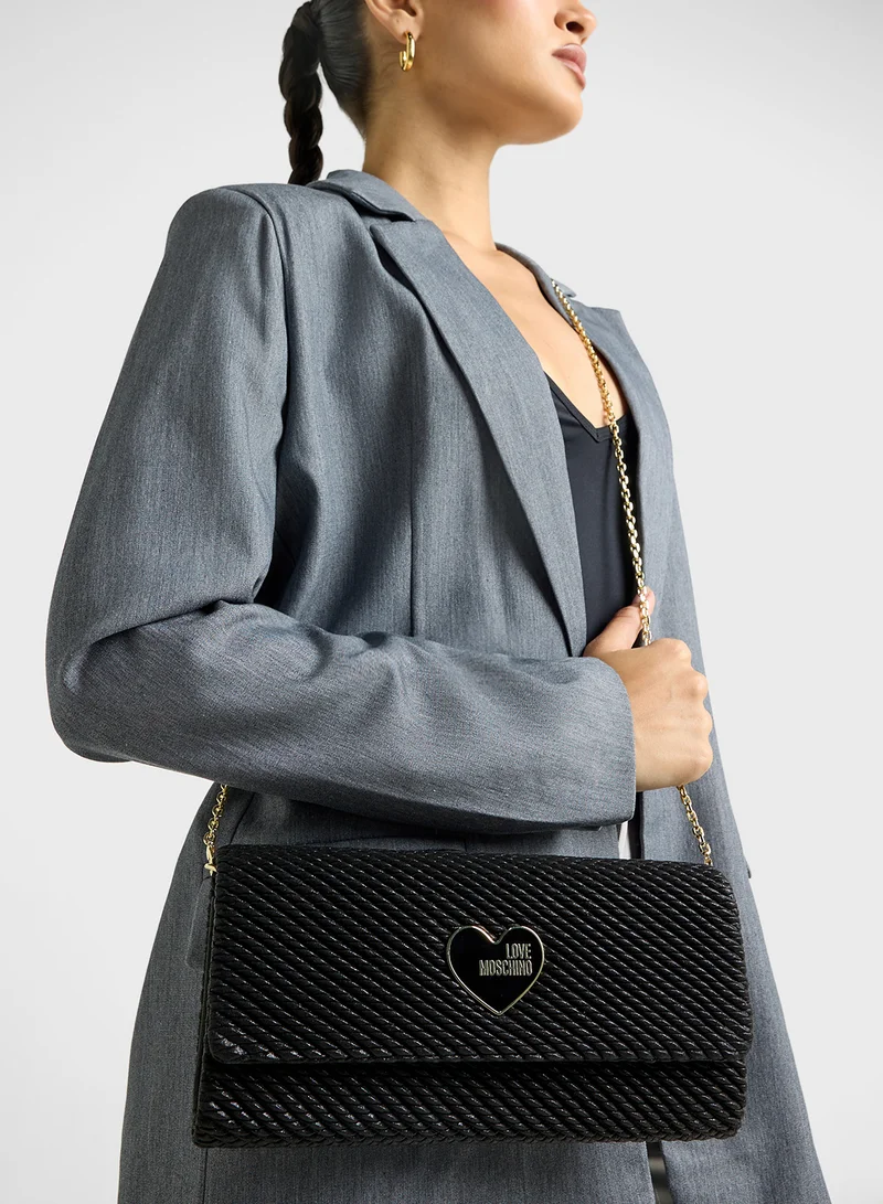 Love Moschino Chain Detailed Flap Over Crossbody