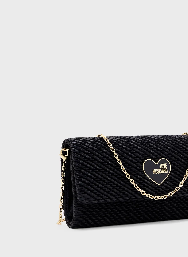 Love Moschino Chain Detailed Flap Over Crossbody