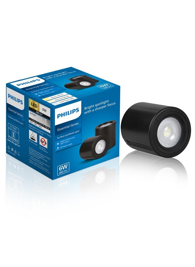 PHILIPS 6W Surface Mounted LED Spot Light | Synthetic Cylindrical COB Spot Down Light for Home & Decoration | Light Color: Warm White | Pack of 1 - Image 1