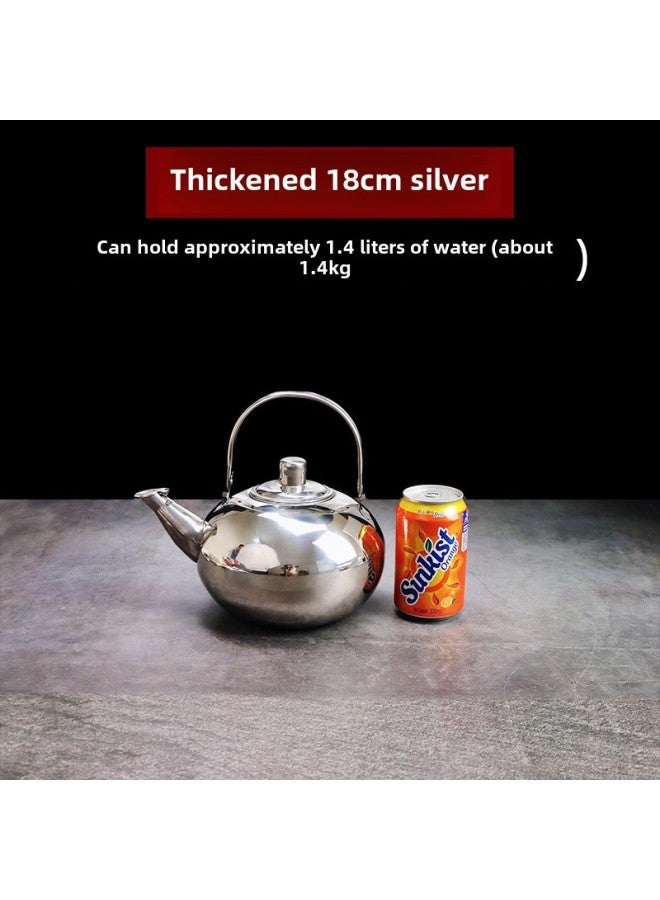 Special Offer Stainless Steel Teapot Restaurant Teapot With Strainer Household Kettle Large Capacity Hotel And Restaurant Kettle-Color:Free Engraving Starting From 10 Pieces-Capacity:Linglong Pot 18cm Silver Upgraded Thickened Version - Image 1