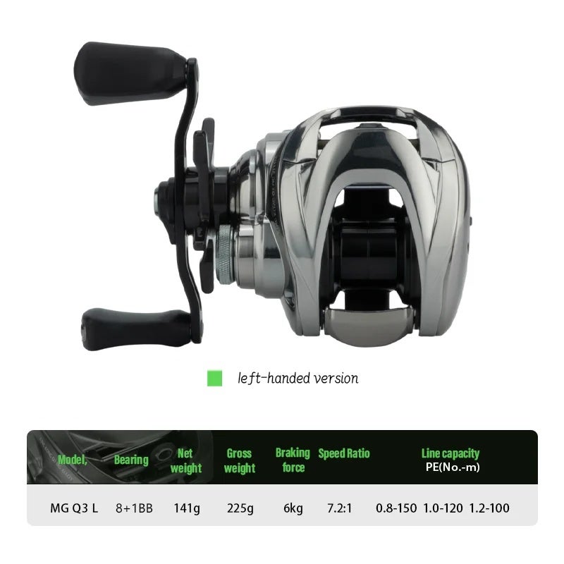 Deukio DC Baitcasting Reel, Magnesium Alloy Body 7.2:1 8+1BB Electronic Brake Fishing Reel Electronic Brake Band, Q3-Left - Image 1