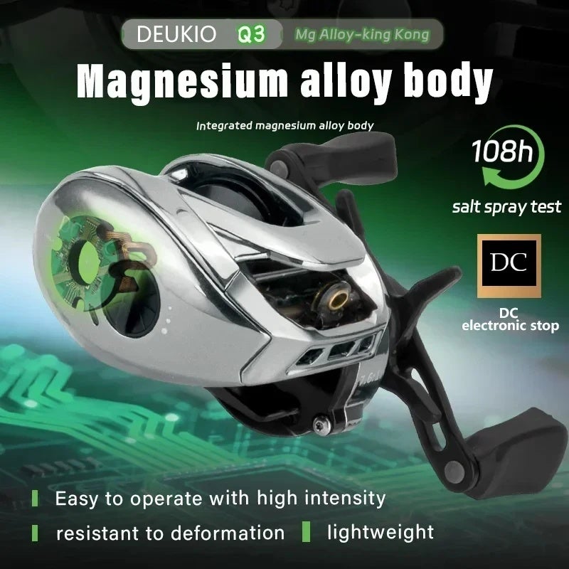 Deukio DC Baitcasting Reel, Magnesium Alloy Body 7.2:1 8+1BB Electronic Brake Fishing Reel Electronic Brake Band, Q3-Left - Image 3