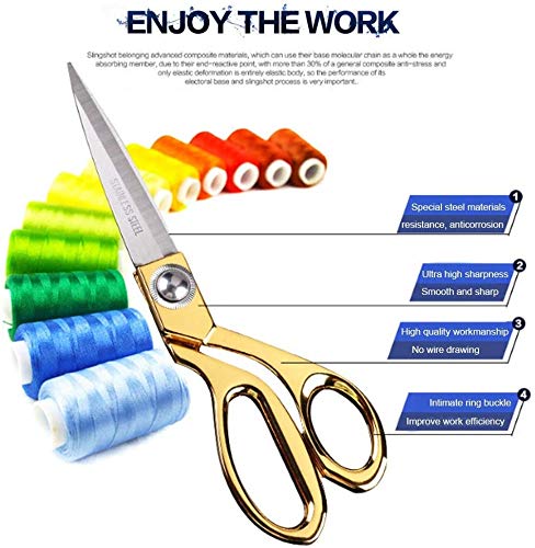 UNEQUETREND Tailor Scissors Professional 10.5" Gold Plated Stainless Steel Professional Shears Heavy Duty, 26 x 7 Centimeters - Image 5