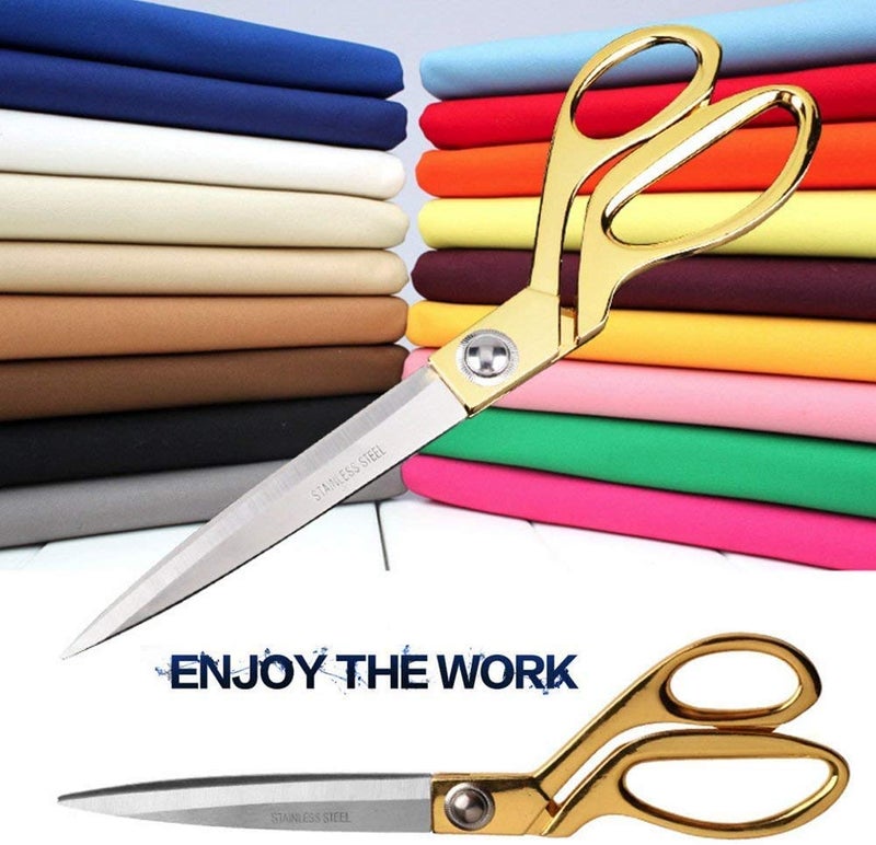 UNEQUETREND Tailor Scissors Professional 10.5" Gold Plated Stainless Steel Professional Shears Heavy Duty, 26 x 7 Centimeters - Image 4