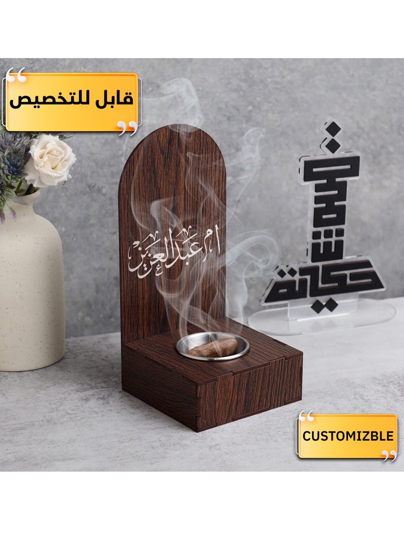 Story Of Candle An incense burner made of luxurious wood, an incense burner with a customizable name, “in your name or the name of your loved one,” with a distinctive design and brown color. - Image 2