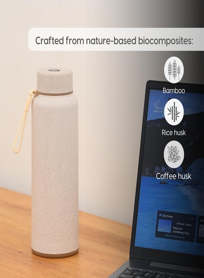 Eha Earth Friendly Hydralife Insulated Water Bottle for Office & Schools | 600 ml Stainless Steel Water Bottle for Kids & Adults Made with Rice Husk | Bottle for Men, Women | Leak Proof | 1 Unit - Image 4