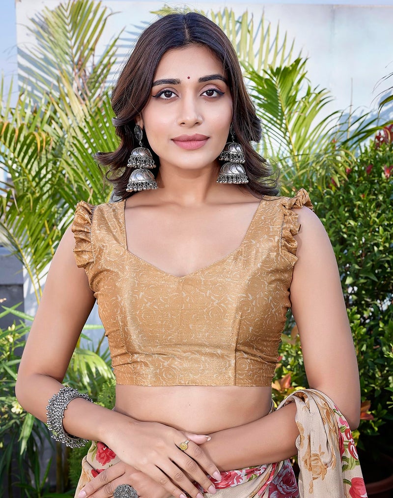 Yashika Women's Elegant Chiffon Saree Set with Blouse Piece - Elevate Your Style with This Trendy Ensemble! (AZ-YS-P1-DIPTI MUSTARD) - Image 2
