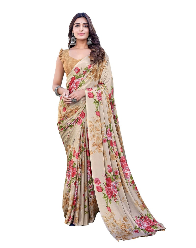 Yashika Women's Elegant Chiffon Saree Set with Blouse Piece - Elevate Your Style with This Trendy Ensemble! (AZ-YS-P1-DIPTI MUSTARD) - Image 1