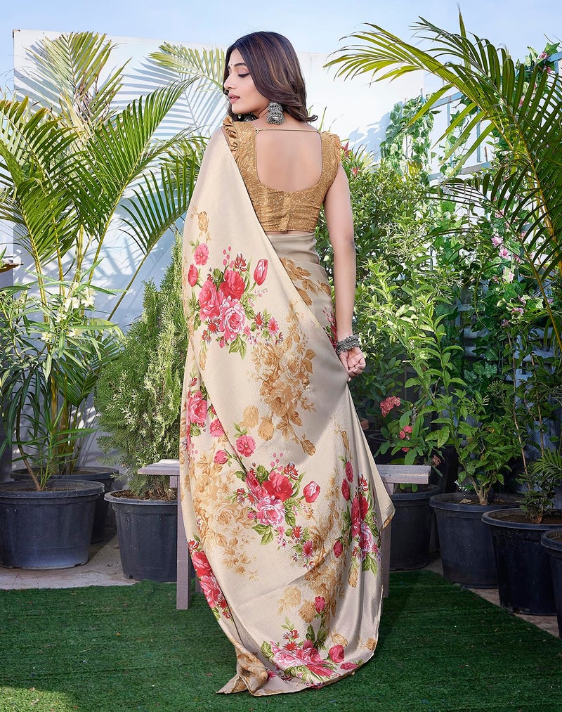Yashika Women's Elegant Chiffon Saree Set with Blouse Piece - Elevate Your Style with This Trendy Ensemble! (AZ-YS-P1-DIPTI MUSTARD) - Image 4