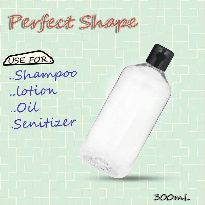 Thinqkart Select 300ml Empty Clear Plastic Bottles Refillable Travel Size Cosmetic ContainersSqueeze Bottles With Black Flip Cap For Toiletries, Shampoos, Lotions, Creams (24) - Image 2