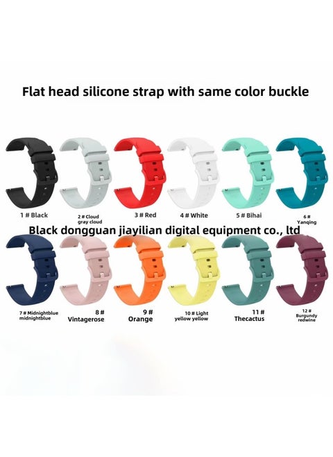 20mm Same Color Buckle Silicone Strap For Samsung Watch Iwatch Strap 22mm Cross Border Strap Wholesale-Color:Remarks Color 20mm