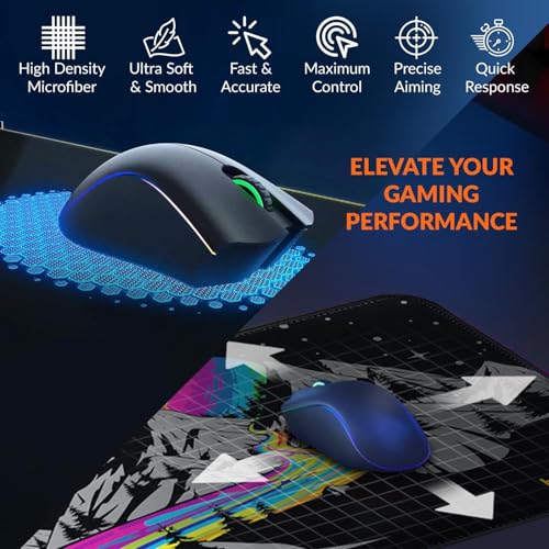 Tukzer Extended Gaming Mouse Pad, Desk Mat, High-Speed Mouse Tracking & Control | Stitched Edges, Non-Slip Rubber Base| for Computer Laptop Keyboard Office Home (Vivid) - Image 3