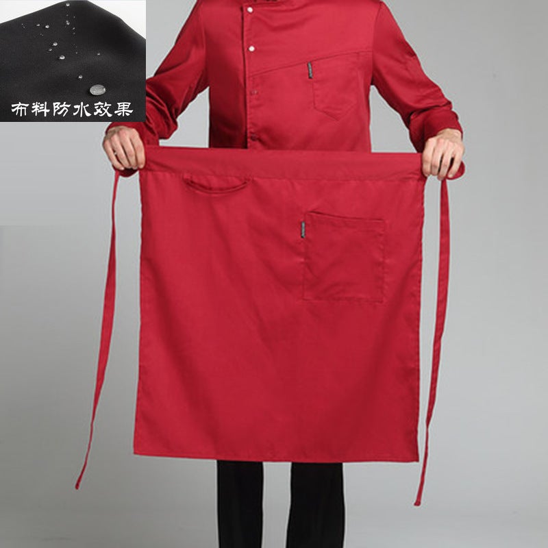 Chef Apron Mens Half-length Hotel Restaurant Restaurant Kitchen Kitchen Special White Waterproof Oil-proof Neck Neck Womens Neck Wine red half body waterproof 