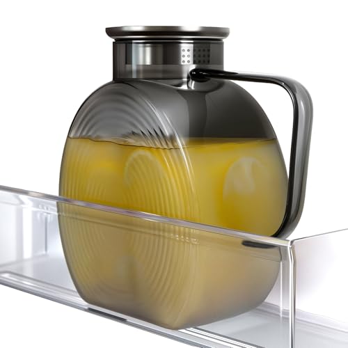 WARMSIMPLE Glass Pitcher With Lid, 2 Liter 68 oz Glass Water Pitchers With handle and lid, 0.528 Gallon Tea Pitcher For Fridge, Carafe Jug Jar For Hot/Cold Water Iced Tea Juice Coffee Milk Beverage (Grey) - Image 1