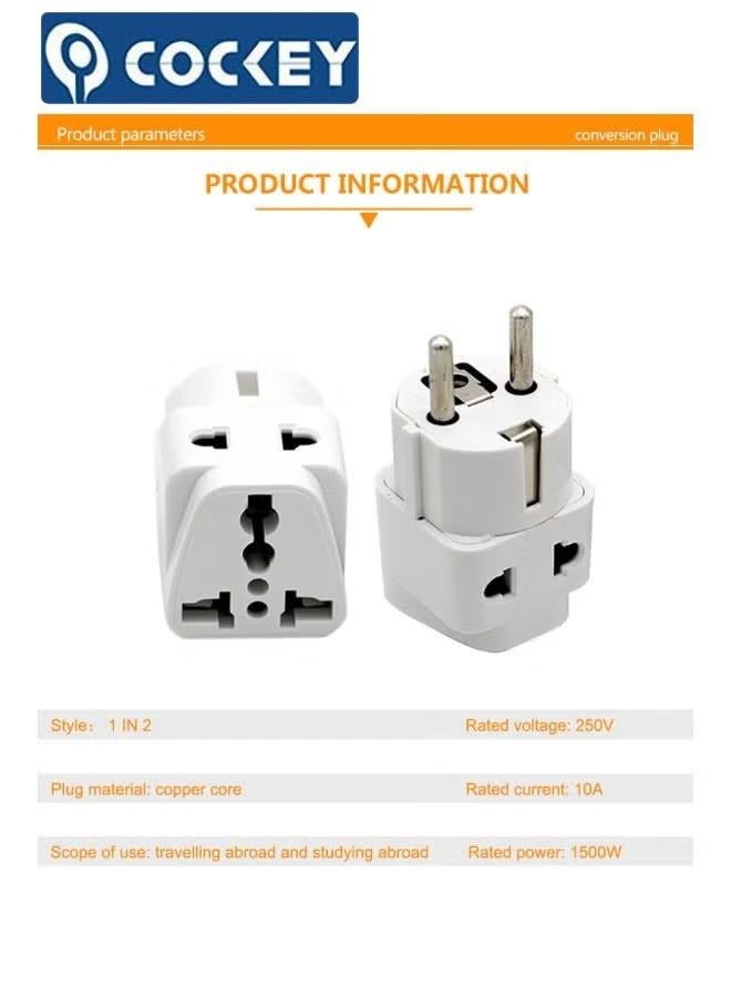 COCKEY niversal EU Plug Travel Adapter White（Pure copper） - Image 2