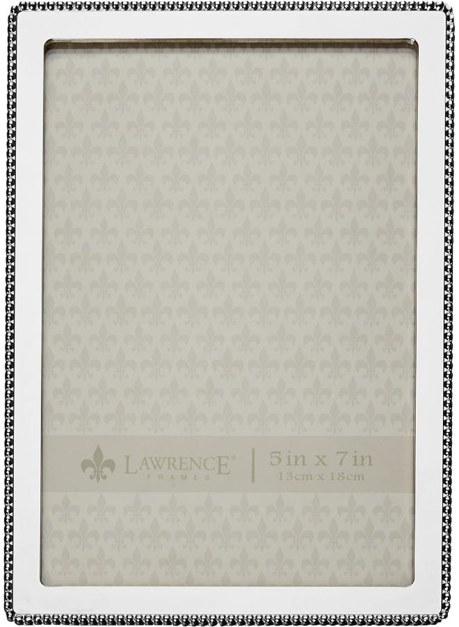 Lawrence Frames Metal Picture Frame with Delicate Outer Border of Beads, Silver, 5x7 - Image 2