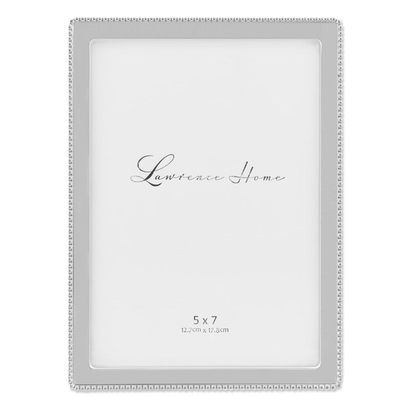 Lawrence Frames Metal Picture Frame with Delicate Outer Border of Beads, Silver, 5x7 - Image 1