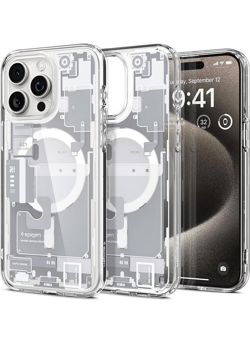 Spigen Ultra Hybrid MagFit for iPhone 15 Pro Max Case Cover with MagSafe - Zero One White  - Image 1