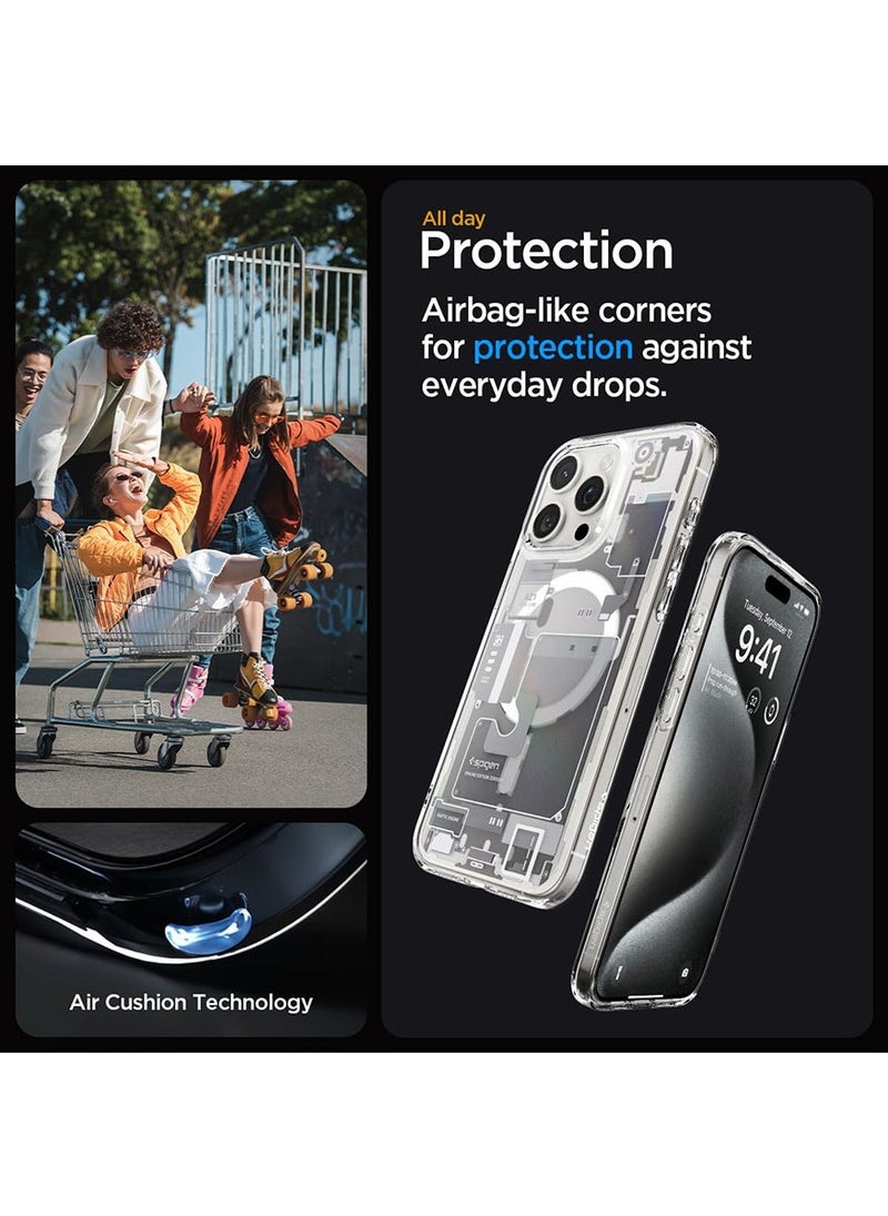 Spigen Ultra Hybrid MagFit for iPhone 15 Pro Max Case Cover with MagSafe - Zero One White  - Image 4