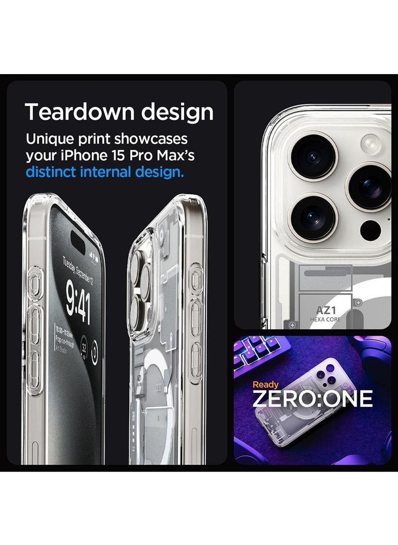 Spigen Ultra Hybrid MagFit for iPhone 15 Pro Max Case Cover with MagSafe - Zero One White  - Image 3