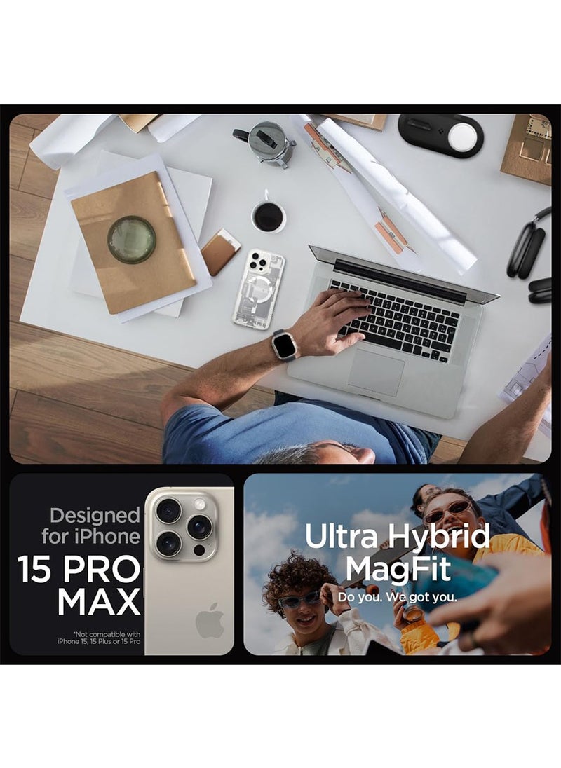 Spigen Ultra Hybrid MagFit for iPhone 15 Pro Max Case Cover with MagSafe - Zero One White  - Image 2