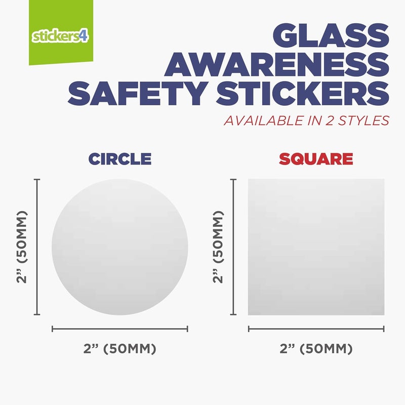 Stickers4 60 × ملصقات نوافذ أمان زجاجية محفورة للزجاج - ملصقات توعية زجاجية مربعة مقاس 50 مم لأبواب الفناء، والألواح الزجاجية، والأبواب، والشرفات، وأبواب الدش، والفواصل الزجاجية - Image 3