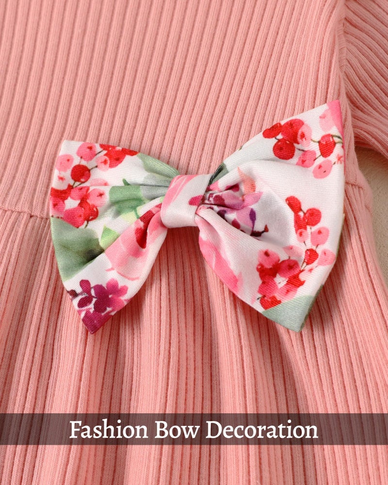 SANMIO Toddler Girl Clothes Little Girl Clothes Fall Winter Cute Ruffle Long Sleeve Top + Floral Pants 2Pcs Clothing Set, 4-5T - Image 4