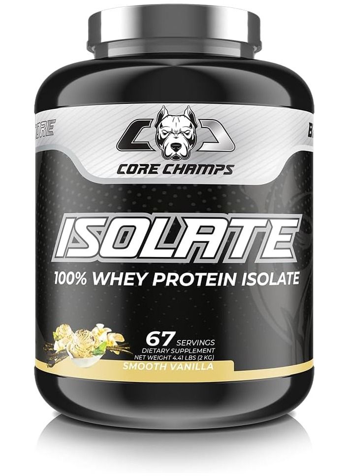 Core Champs 100% Whey Protein Isolate | 25g Protein | 6g BCAA | 67 servings (Smooth Vanilla, 2kg) - Image 1