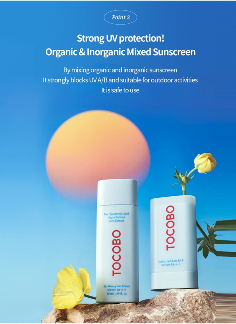 Tocobo - Cotton Soft Sun Stick SPF50+ PA++ – Lightweight Sunscreen Stick for Face – Hydrating Formula, Non-Greasy, No White Cast – Ideal for Everyday Use - Image 1