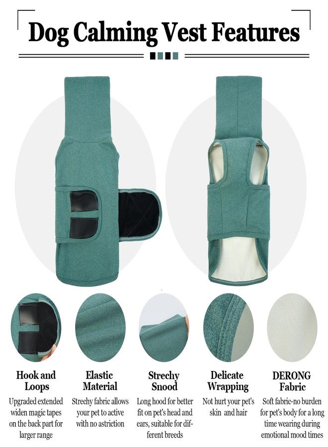 ROZKITCH Dog Anxiety Vest Calming Jacket with Hoodie Soft Dog Ears Cover, Warm Shirt with Ear Wrap for Fireworks Travel Vet Visit Separation Relief, Calming Shirt Wrap Green L - Image 5