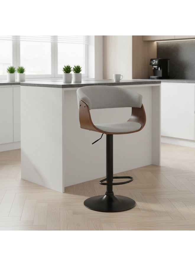 بيتي كرسي بار ( بستيم ) من القماش مع قاعدة حديد قابل للتعديل - رمادي فاتح - Image 1