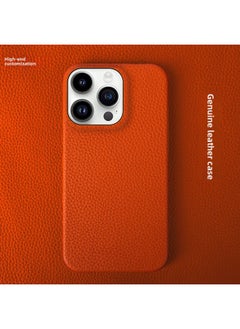 For Iphone 15 Mobile Phone Case 12 Genuine Leather 14 Half Pack 13 Protective Case For Xiaomi Samsung For Huawei Mobile Phone Protective Case 16-Color:Orange-Applicable Model:For Iphone 15 Plus