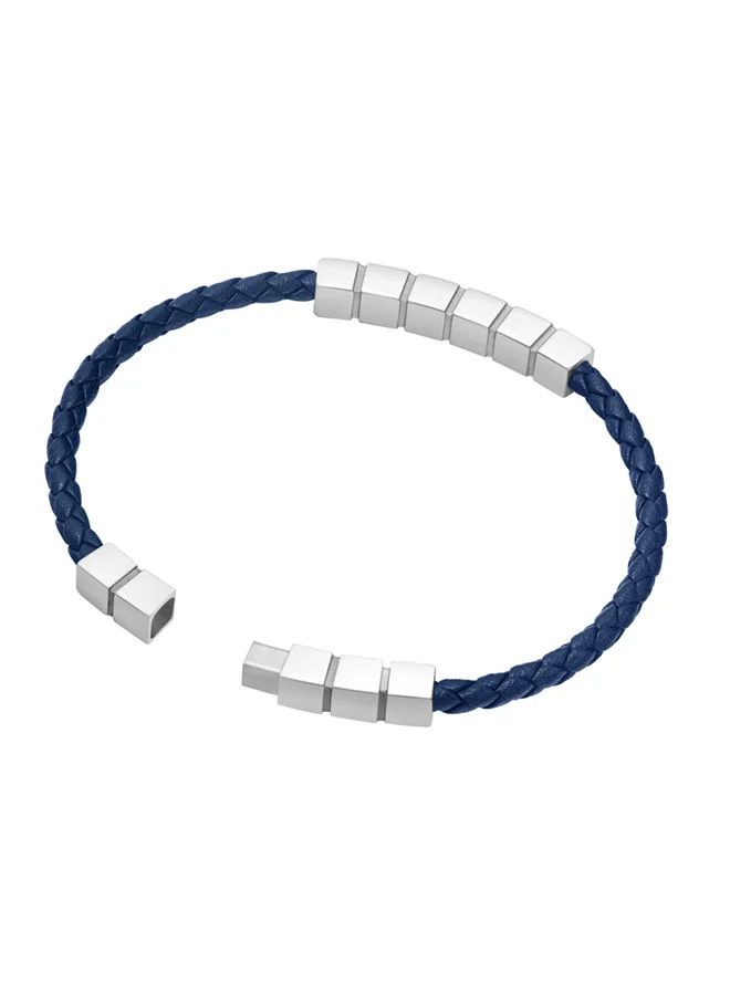 بوليس Crosschess Bracelet for Men Stainless Steel with Blue LeatherPEAGB0005017