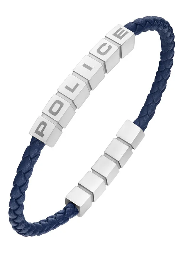 بوليس Crosschess Bracelet for Men Stainless Steel with Blue LeatherPEAGB0005017