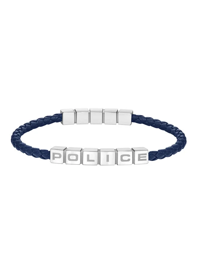 بوليس Crosschess Bracelet for Men Stainless Steel with Blue LeatherPEAGB0005017