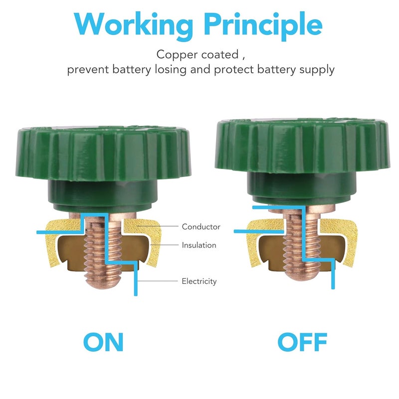 LotFancy مفتاح فصل بطارية السيارة الجانبي 12V-24V للشاحنات والمركبات والقوارب البحرية، مفتاح ربط طرف بطارية السيارة، مفتاح قطع الطاقة (مع مسمار طويل) - Image 4