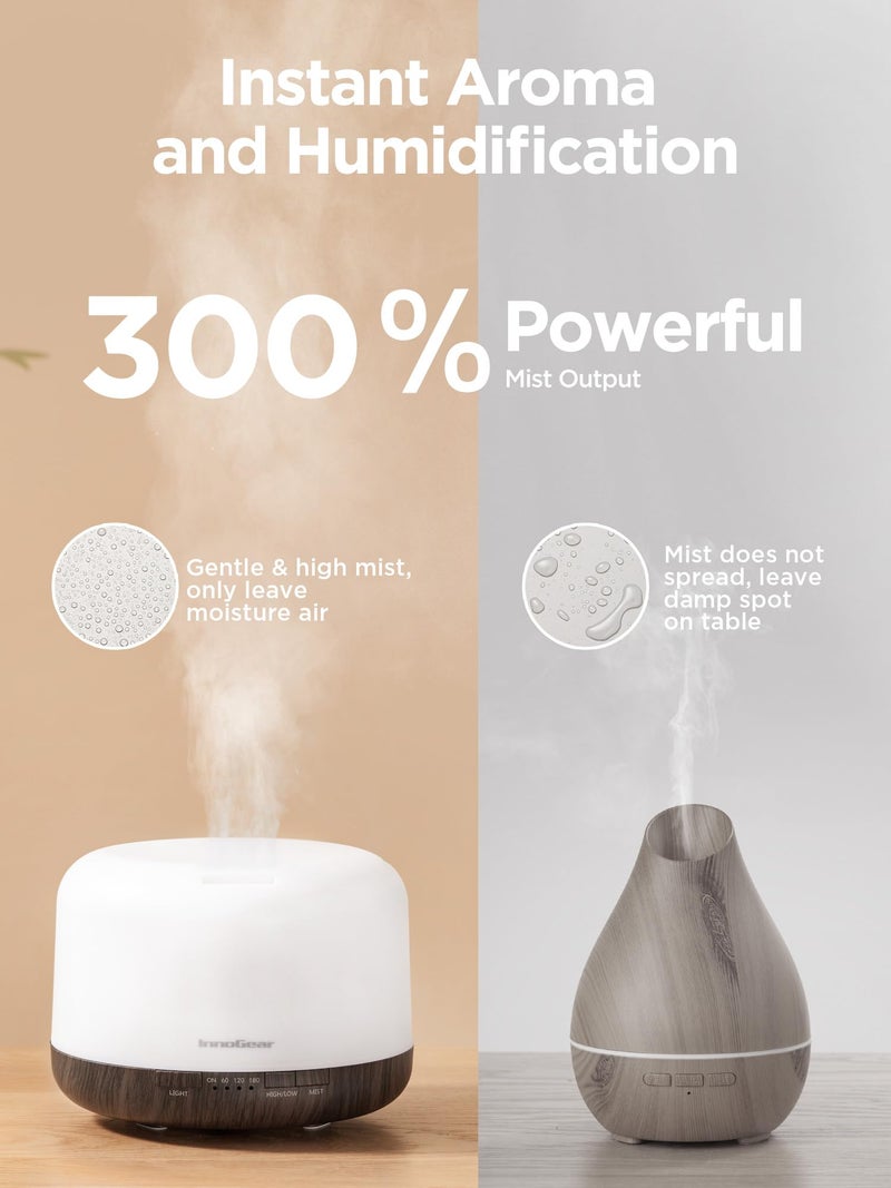InnoGear 500ml Essential Oil Diffuser with Remote Control, Premium Ultrasonic Aromatherapy Diffusers Scent Humidifier Vaporizer Auto-Off Timer for Large Room Home, Brown - Image 2