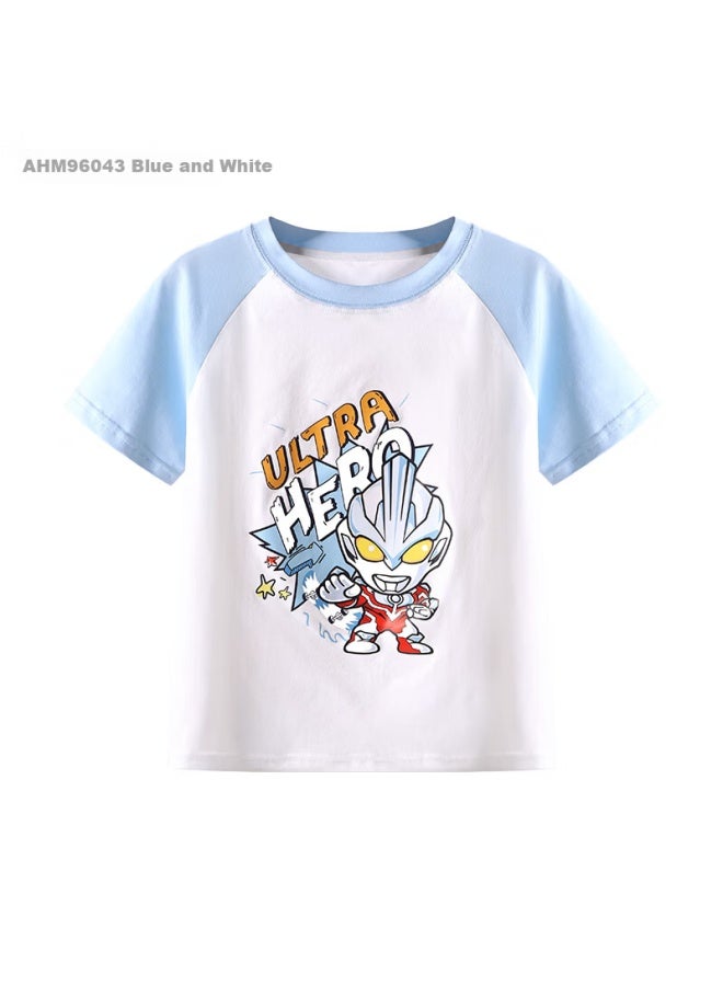 Ultraman Boys' Short Sleeve T-shirt Baby Clothes Summer Thin Top Ahm96028 Dark Blue 150cm - Image 4