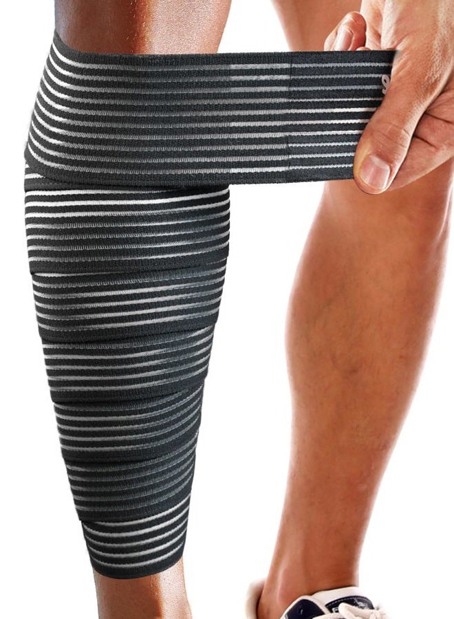HiRui Calf Compression Wraps, 71" Adjustable Elastic Bandage Sleeves, Lower Leg Calf Support for Men & Women, Shin Splints Relief, Varicose Veins, Fitness, Running, Basketball, Soccer (1, Black) - Image 1