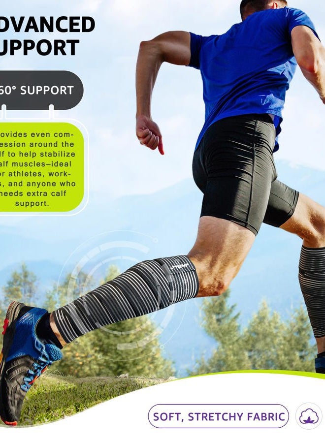 HiRui Calf Compression Wraps, 71" Adjustable Elastic Bandage Sleeves, Lower Leg Calf Support for Men & Women, Shin Splints Relief, Varicose Veins, Fitness, Running, Basketball, Soccer (1, Black) - Image 3