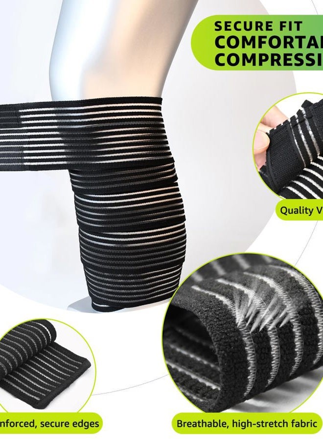 HiRui Calf Compression Wraps, 71" Adjustable Elastic Bandage Sleeves, Lower Leg Calf Support for Men & Women, Shin Splints Relief, Varicose Veins, Fitness, Running, Basketball, Soccer (1, Black) - Image 4